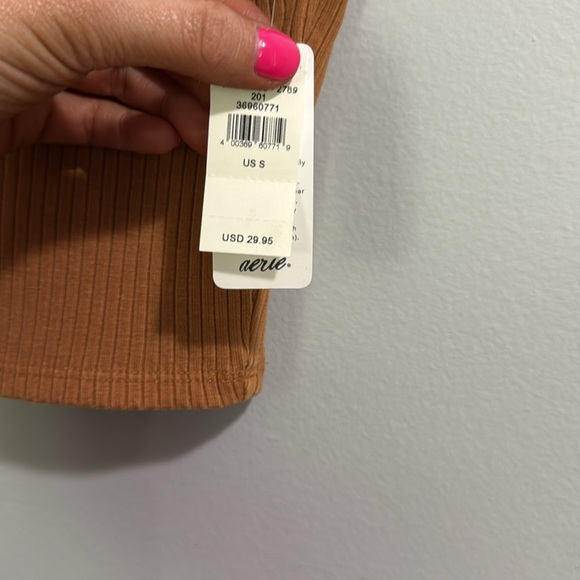 Aerie Rebel Tie Cropped Knitted One Shoulder Ribbed Tank Top - Picture 5 of 7